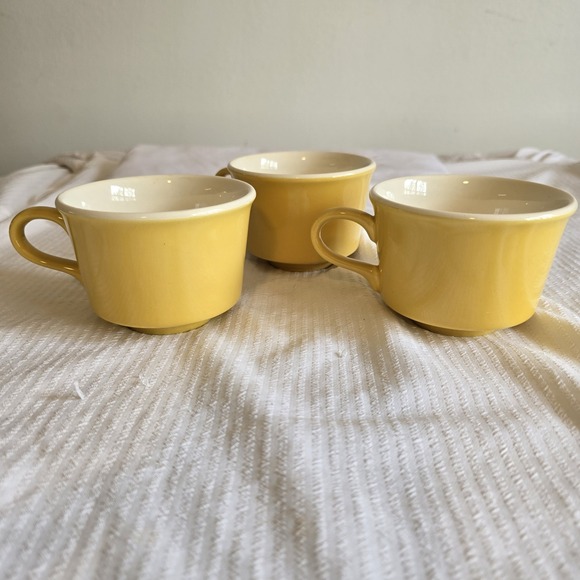 Other - MCM 1970's Vintage US Ceramic Sunshine Yellow Coffee Mug/ Tea Cup Set Of Three